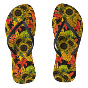 Herbstbukett auf schwarz flip flops