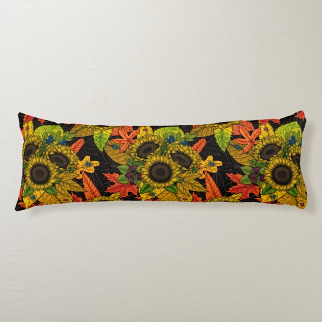 Herbstbukett auf schwarz seitenschläferkissen (Vorderseite)