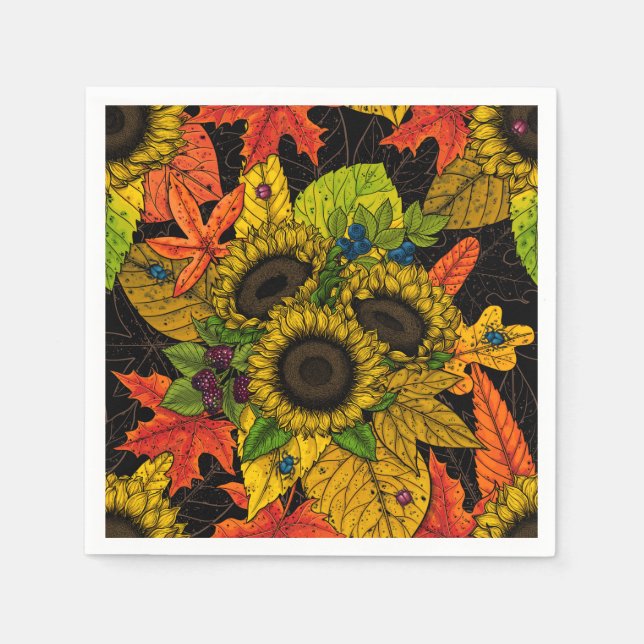 Herbstbukett auf schwarz serviette (Vorderseite)
