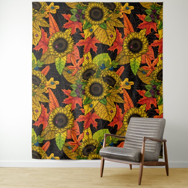 Herbstbukett auf schwarz wandteppich (Beispiel)