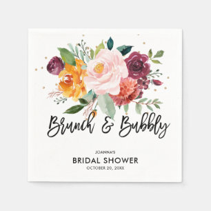 Herbstburgund Blush Bloral Blossom Brautparty Serviette