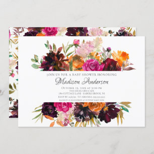 Herbstburgund & Orange Brautparty Einladung