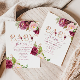 Herbstburgundische Blumendusche Einladung