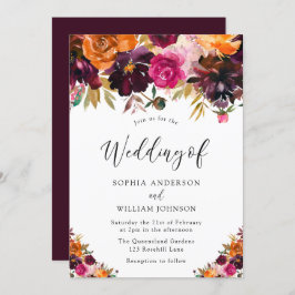 Herbstburgundy Blume Hochzeit im Herbst Einladung