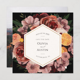 Herbstburgundy Save the Date Foto Einladung