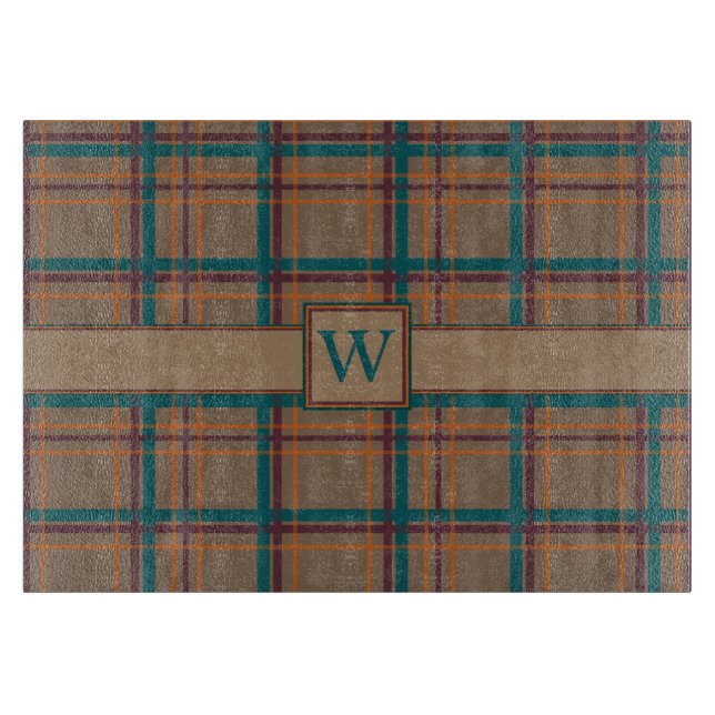 Herbstchic Kariert Glass Cutting Board Schneidebrett (Vorderseite)
