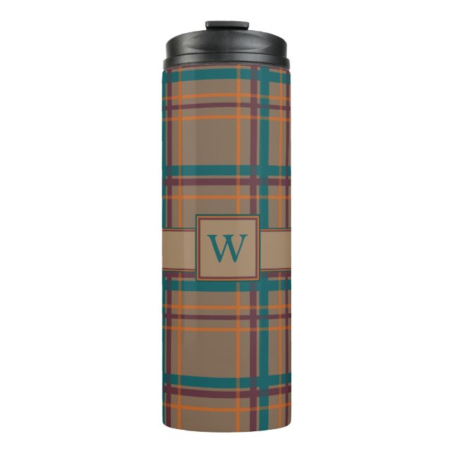 Herbstchic-karierte thermische Trommel Thermosbecher (Vorderseite)