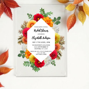 Herbstdahlia Floral Fall Brautparty Acryleinladungen