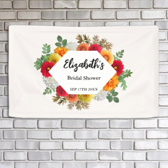 Herbstdahlia Floral Fall Brautparty Banner (Von Creator hochgeladen)