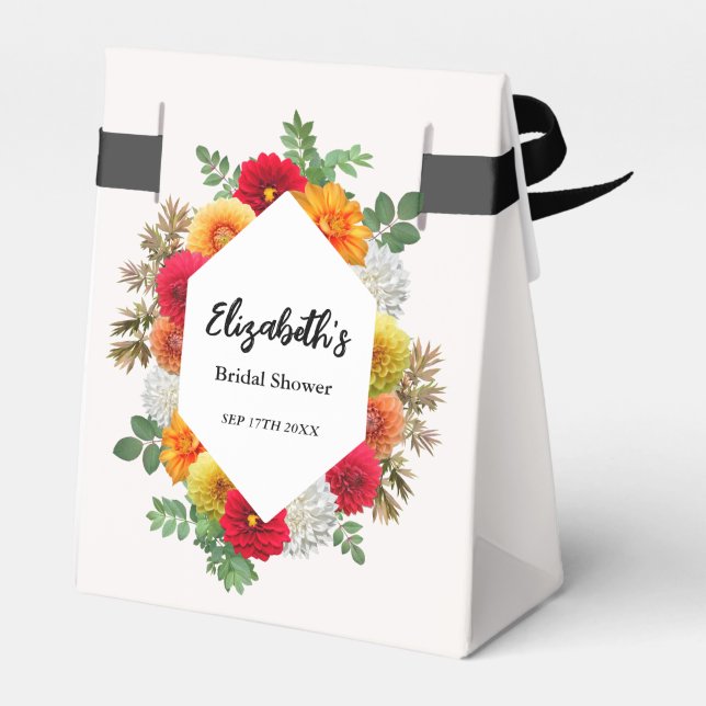 Herbstdahlia Floral Fall Brautparty Geschenkschachtel (Rückseite)