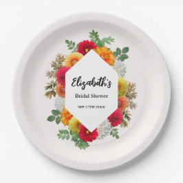 Herbstdahlia Floral Fall Brautparty Pappteller