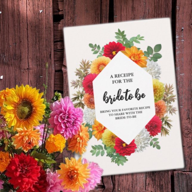 Herbstdahlia Floral Fall Brautparty Rezept Begleitkarte (Von Creator hochgeladen)