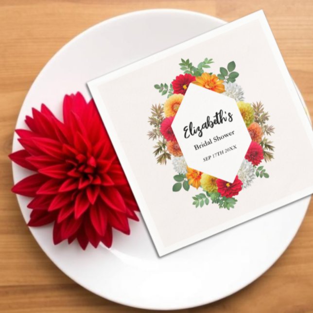 Herbstdahlia Floral Fall Brautparty Serviette (Von Creator hochgeladen)