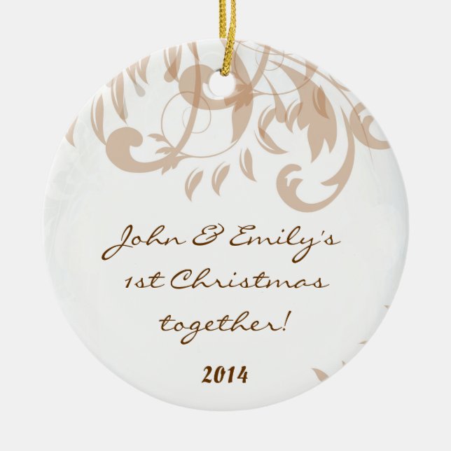 HerbstDamaskus Lace Herbst Personalisierter Name O Keramik Ornament (Vorne)