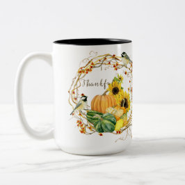 Herbstdankend Sonnenblume Pumpkin Wasserfarbe Zweifarbige Tasse