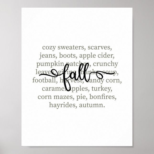 Herbstdefinition Cozy Herbstwörter Thanksgiving St Poster (Vorne)