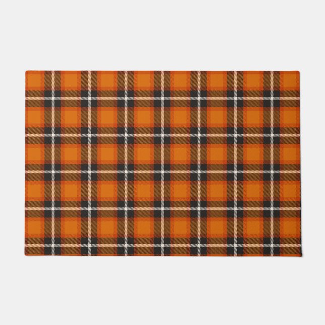 Herbstdekor Orange Tartan Classic Kariert Fußmatte (Vorderseite)