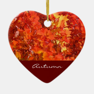 Herbstdekoration Orange Farbige Blätter Schön Keramikornament