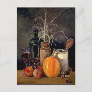Herbstdekorationen auf Tabelle Postkarte