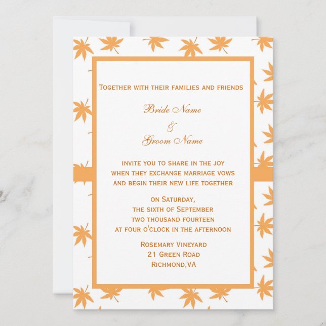 Herbstdekorative Blätter Einladung (Vorderseite)