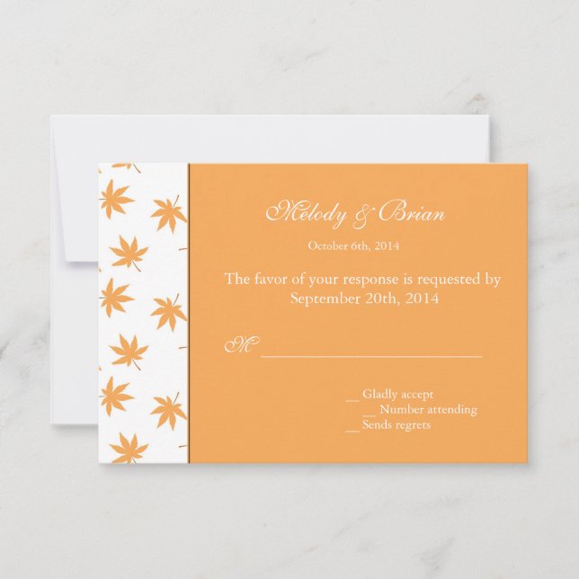 Herbstdekorative grafische Blätter Hochzeit RSVP Karte (Vorderseite)