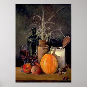 Herbstdekore auf Tabellendrucken Poster