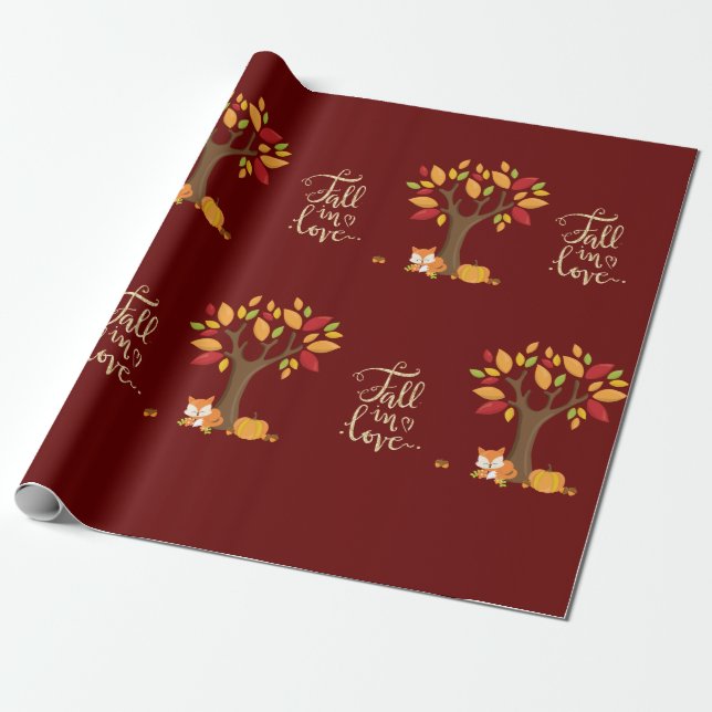 Herbstdesign-Herbst in der Liebe Geschenkpapier (Ungerollt)