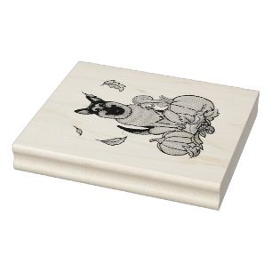 Herbstdeutscher Schäferhund (schwarz-braun) Pumpki Gummistempel