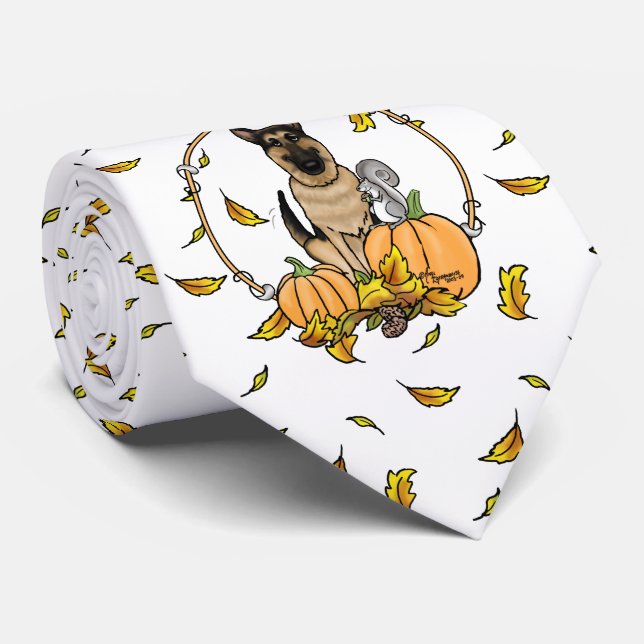 Herbstdeutscher Schäferhund (schwarz-braun) Pumpki Krawatte (Gerollt)