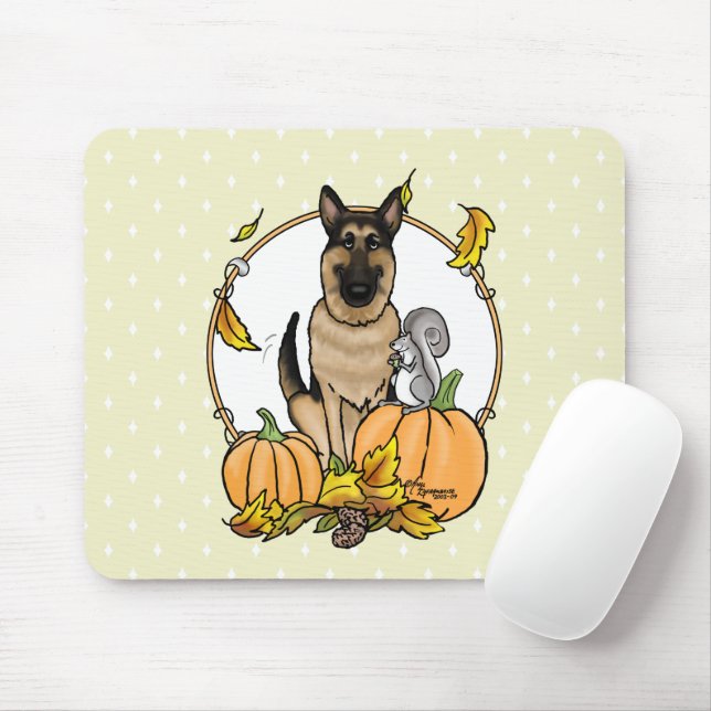 Herbstdeutscher Schäferhund (schwarz-braun) Pumpki Mousepad (Mit Mouse)
