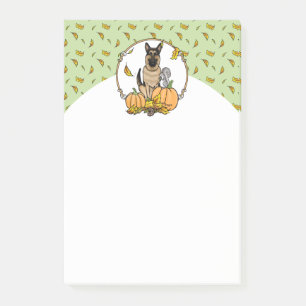 Herbstdeutscher Schäferhund (schwarz-braun) Pumpki Post-it Klebezettel