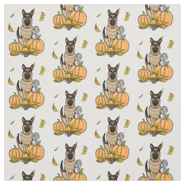 Herbstdeutscher Schäferhund (schwarz-braun) Pumpki Stoff (Muster)