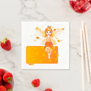Herbstdruckerin mit orangefarbenen Blätter und Kro Serviette