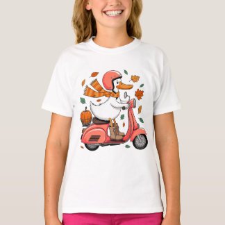 Herbstduck Vespa Pumpkin Scooter Herbstlaube T-Shirt