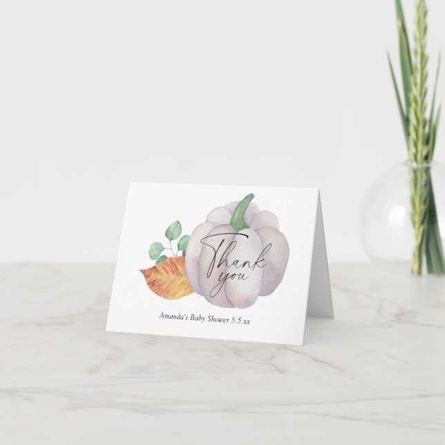 Herbstdusche aus weißem Kürbis - Danke Karte (Vorderseite)