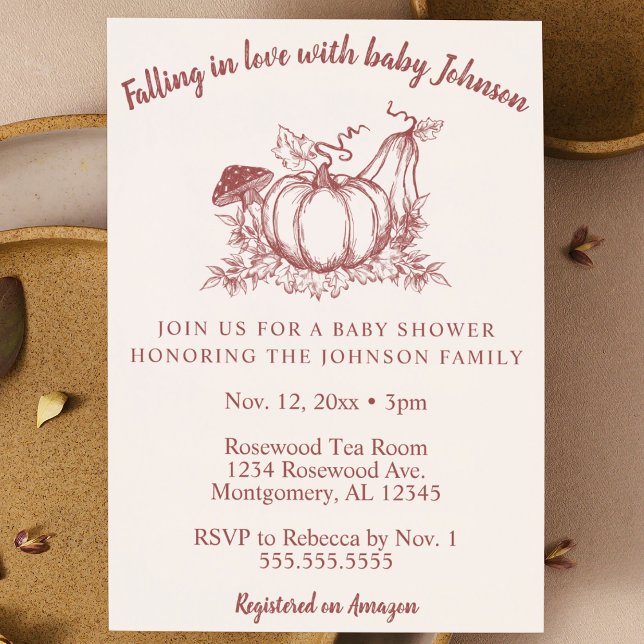Herbstdusche in Liebe mit Baby Herbst Herbst Einladung (falling in love with baby baby shower invitation pumpkin fall autumn baby shower invite cute modern )