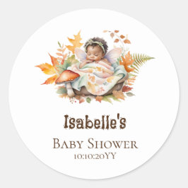 Herbstdusche Woodland Fee Baby Runder Aufkleber