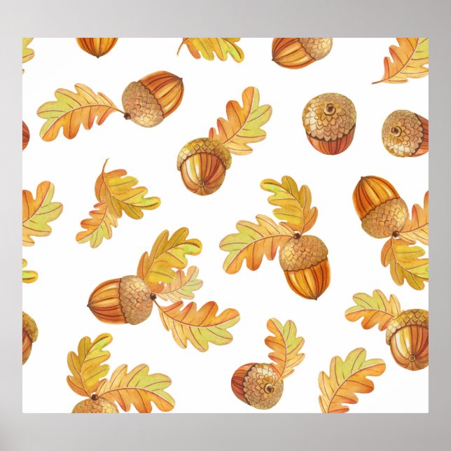 Herbsteiche Blätter: buntes Muster. Poster (Vorne)