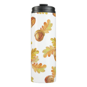 Herbsteiche Blätter: buntes Muster. Thermosbecher