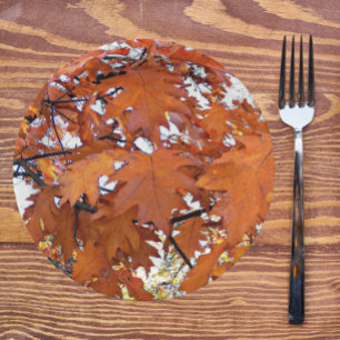 Herbsteiche Blätter floral Pappteller