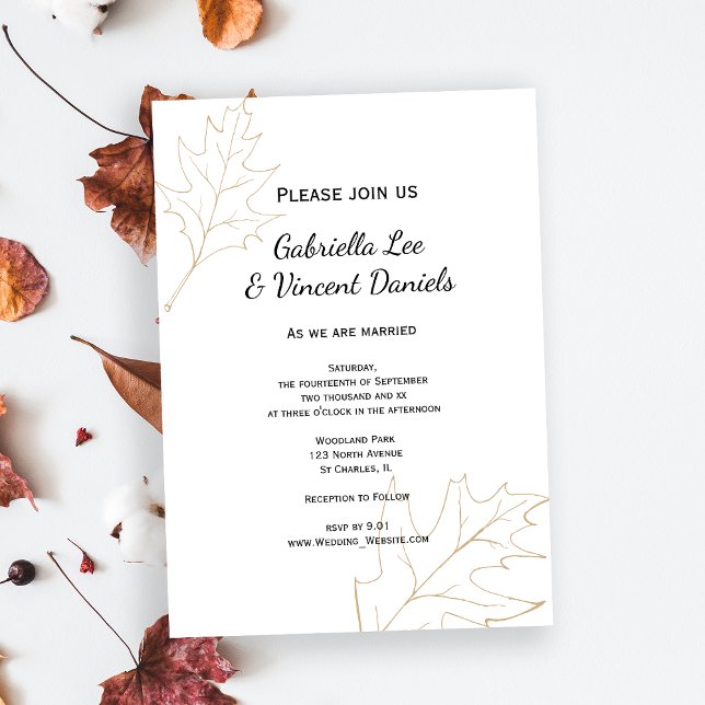 Herbsteiche Blätter Hochzeit Einladung (Set the tone for your woodsy Fall marriage with the Autumn Oak Leaves Wedding Invitation.)