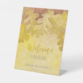 Herbsteiche Blätter Hochzeit Willkommen Sockelschild