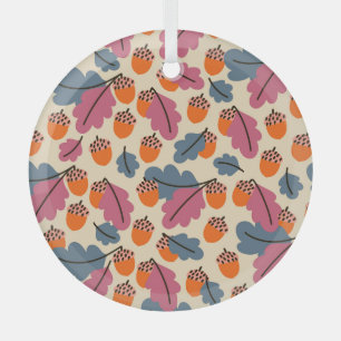 Herbsteiche: Blätter und Acornmuster Ornament Aus Glas