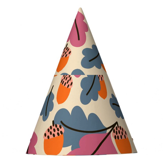 Herbsteiche: Blätter und Acornmuster Partyhütchen (Vorderseite)