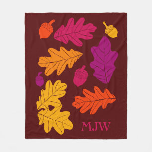 Herbsteiche Blätter und Acorns Mit Monogramm Fleecedecke