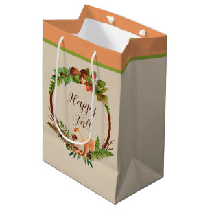 Herbsteichhörnchen und Natur mit anpassbarem Text Mittlere Geschenktüte
