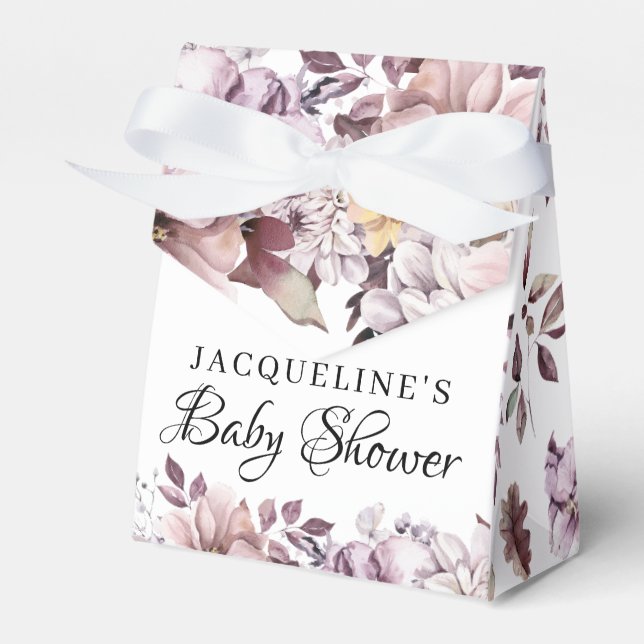 Herbstelegante violette Blumenblätter Geschenkschachtel (Vorderseite)