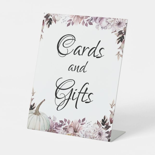 Herbstelegante violette Blumenblätter Sockelschild (Vorderseite)