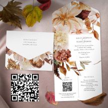Herbsteleganz, Hochzeit im Herbst einladen mit QR-
