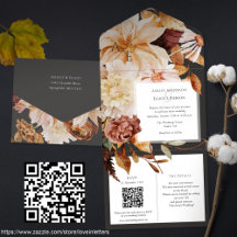Herbsteleganz, Hochzeit im Herbst einladen mit QR-